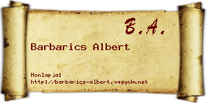 Barbarics Albert névjegykártya