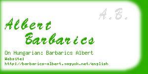 albert barbarics business card